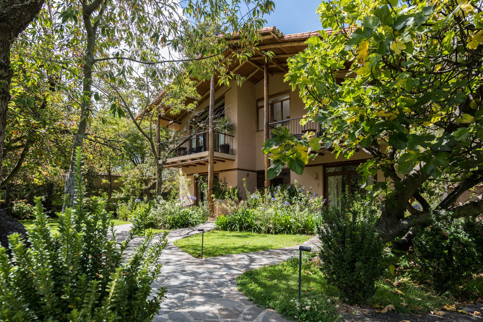 A house with a garden and a patio.
