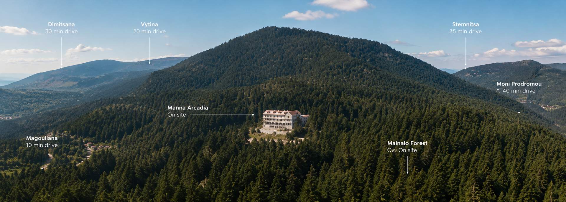 A large house is located at the top of a mountain.