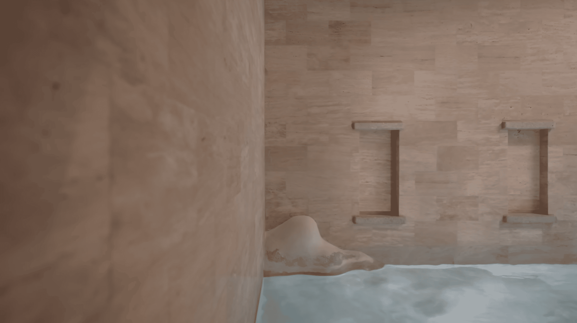 A bathroom with a wooden wall and a shower.